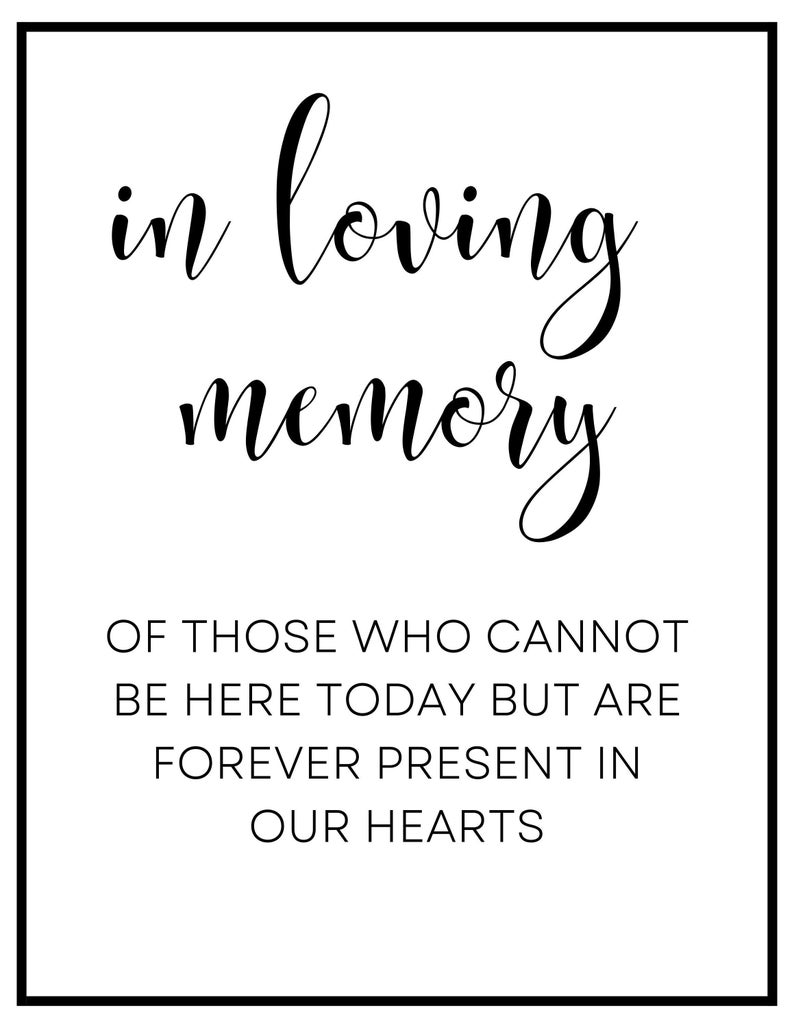 In Loving Memory Memorial Candle Sign for Wedding Memorial Etsy