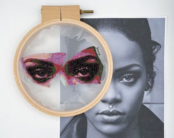 SOLD | EXHIBITION ONLY | Modern Embroidery Art Piece | Framed Hoop | Wall Decoration | Home Decor | Gallery Collection | Rihanna