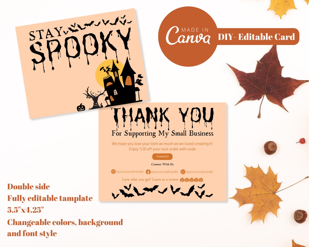 Editable Halloween Business Card Pastel Halloween Stay - Etsy