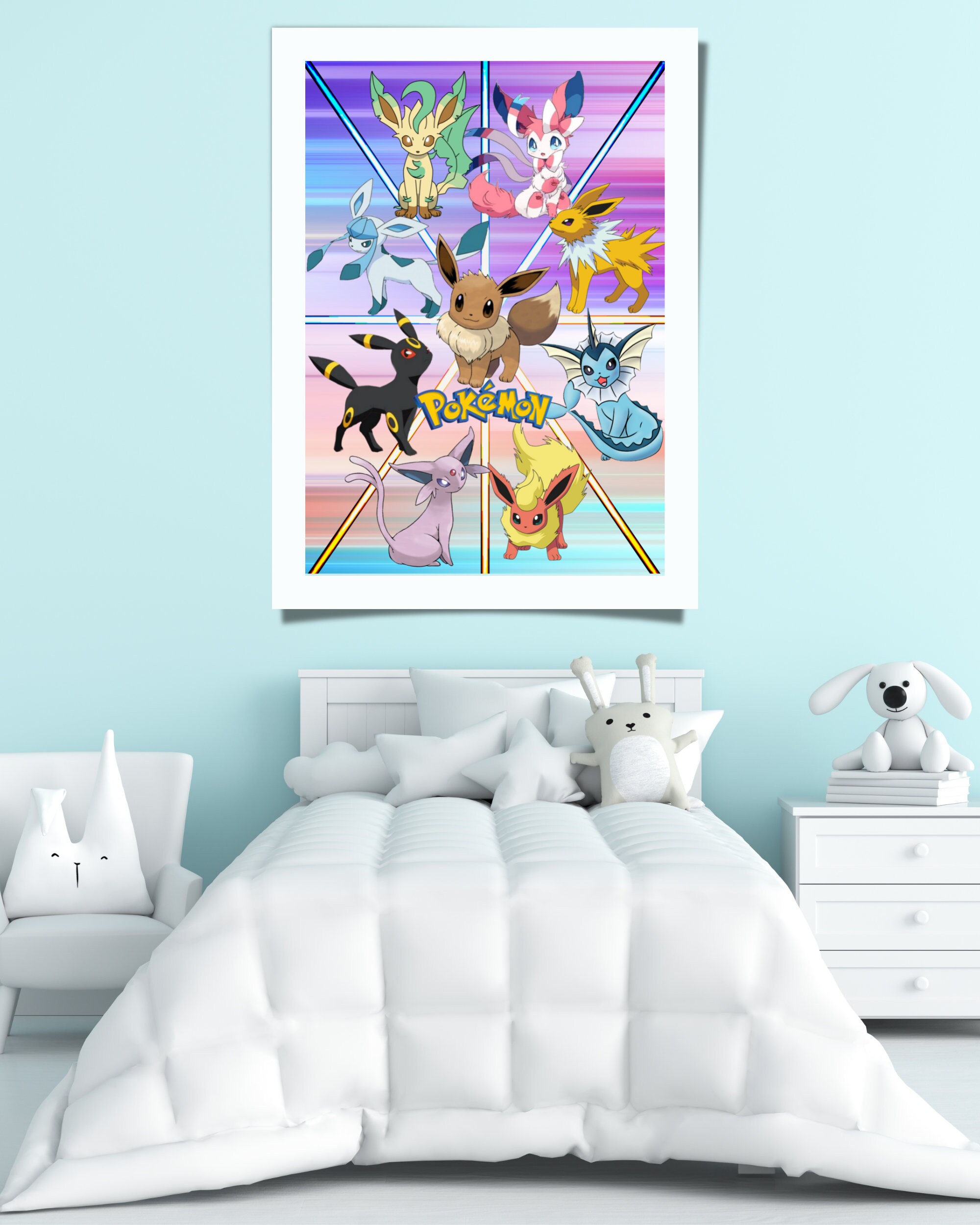 Eevee Evolutions Poster Pokemon Wall Art Digital Poster Etsy