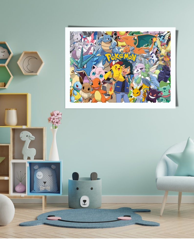 Pokemon Poster, Digital Wall Art Instant Download, Kids Room Decor, Kids Gift Etsy