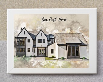 Personalised Watercolour House Portrait, New Home Print Gift, Housewarming Gift, House Sketch, Venue Drawing, Our First Home, Realtor Gift