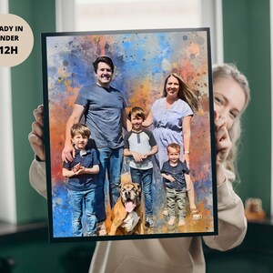 Painting From Photo Art, Custom watercolour portrait from photo, Personalized watercolor portrait Family painting, Engagement gift image 4