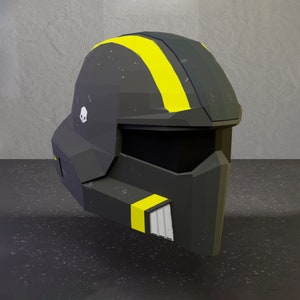 Helldivers 2 tactical helmet B-01 papercraft template, gray helmet from helldivers 2 game in SVG, DXF, PDF formats, make your own helmet