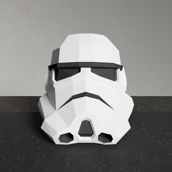 Stormtrooper Helm Papiervorlage, Imperial Star Wars Stormtrooper Helm, SVG, DXF, PDF, Wohndeko, Papiermodell Cosplay Helm