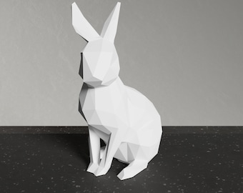 抽象的なローポリウサギのペーパークラフトテンプレート（PDF、SVG、DXF）