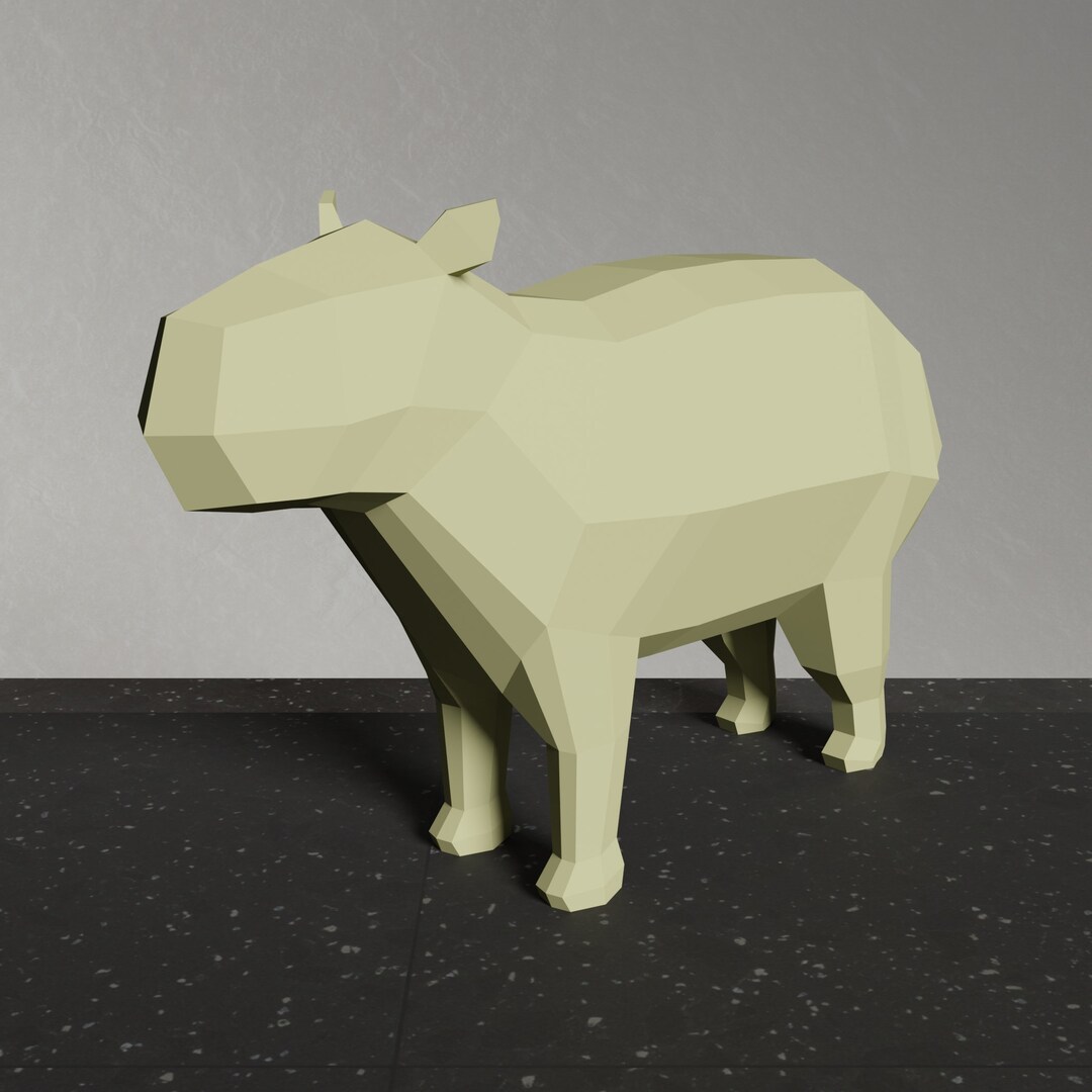 Capybara Papercraft Template Abstract Low Poly Rodent SVG DXF PDF Capybara Papercraft Template Abstract Low Poly Rodent SVG DXF PDF