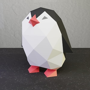 Stehender Pinguin Papier Bastelvorlage, für die Herstellung Ihres eigenen süßen Pinguins aus Papier oder Pappe, Vorlage erhältlich in SVG, DXF, PDF Formaten, Dekor