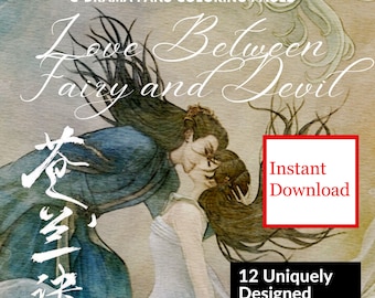 Love between Fairy and Devil Coloring Book Pages| Cang Lan Jue | Dylan Wang Shuxin Yu Fanart | High resolution | Digital Download
