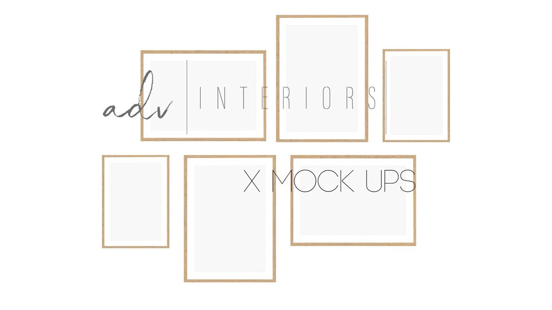 Gallery Wall Mockup/wood Frame Light Wood Framed Art Display With 6 Frames/frame Mockup Template
