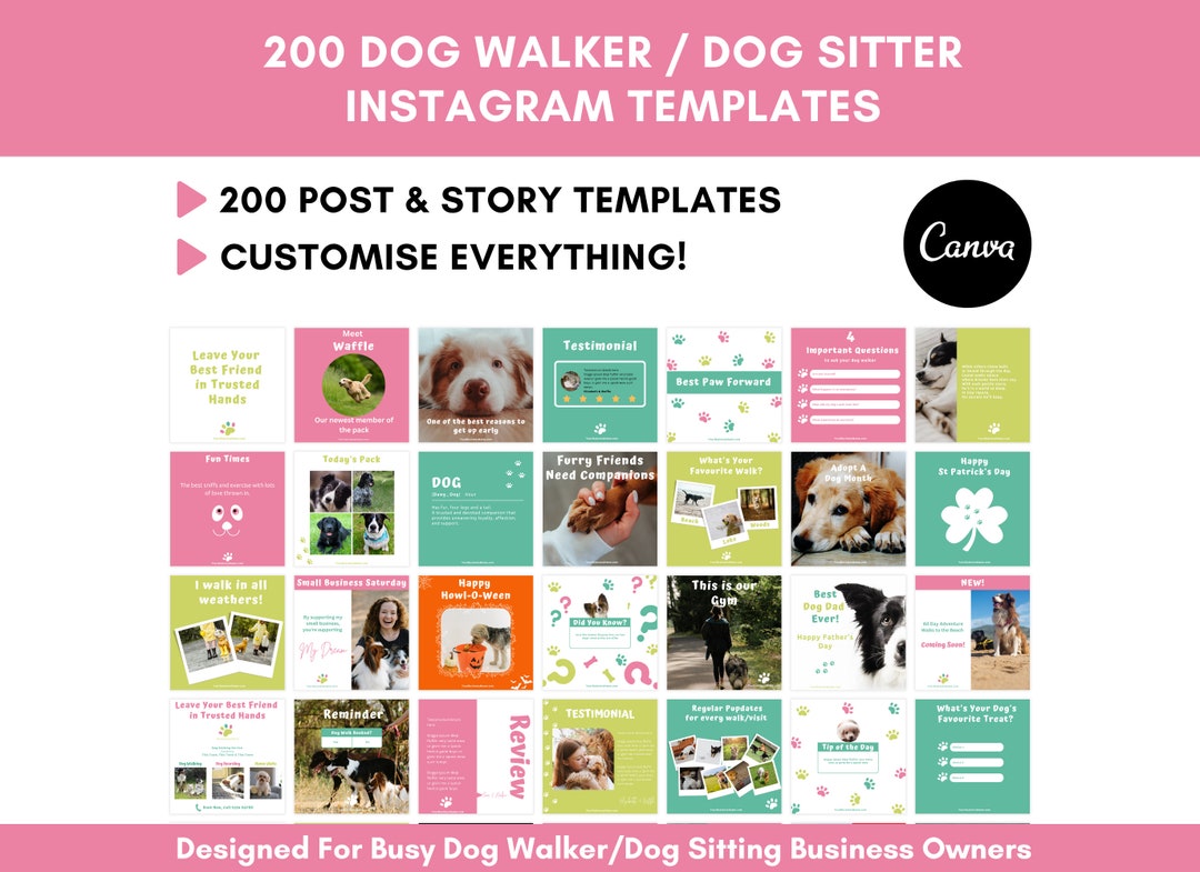 200 Dog Walking Instagram Template Dog Walking Social Media Dog ...