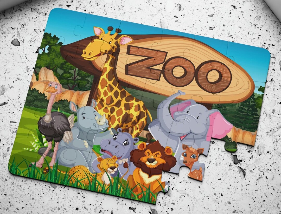 Kids' Puzzle Zoo Animal Puzzle Gift for Kids Easy Puzzle Etsy