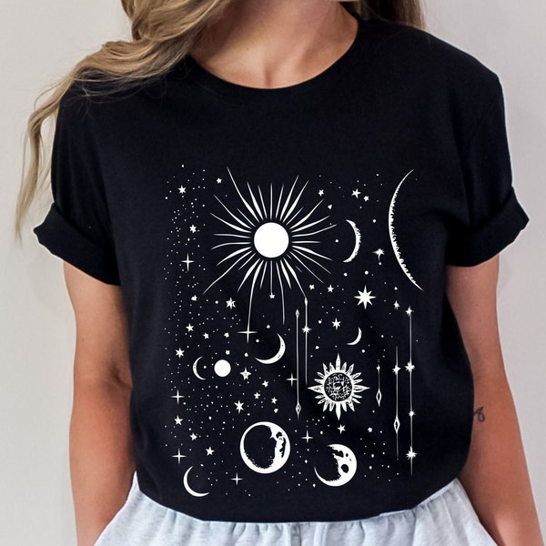 Celestial T-shirt For Summer Shirt Astrology tshirt For Women Mystical Shirt Moon t-shirt Astronomy t shirt For Men Cute Star Shirt Gift