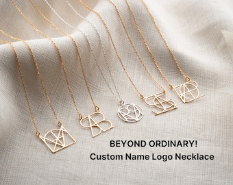 Personalized Unique Design Name Logo Necklace, One of a Kind Jewelry, Gold Name Necklace Gift for Her, Gift for Wife, Gift for Mom