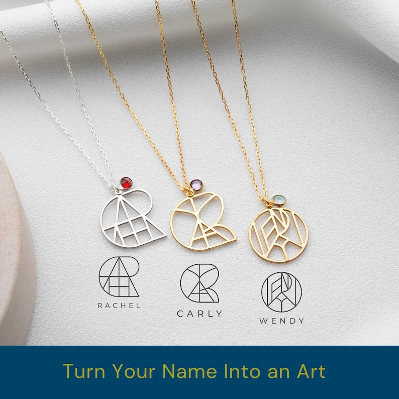 Custom Name Logo Necklace with Birthstone
