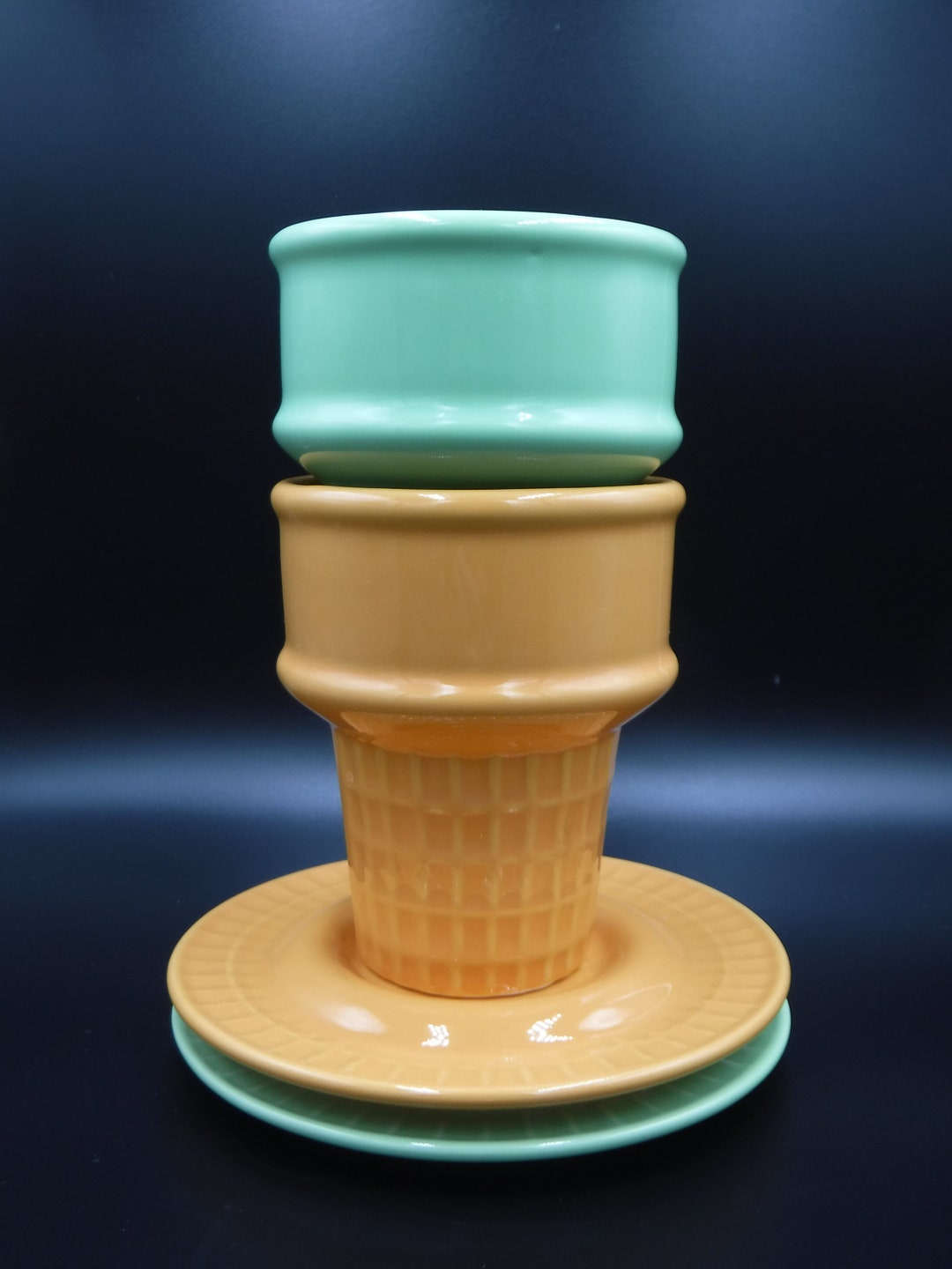 Icecream Cone Cups and Saucers Set of 2 Etsy