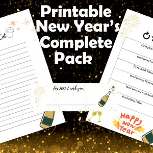 Neujahrs-Komplettpaket | Bucket List für das neue Jahr | Letztes Jahr Rewind | Neujahrswunsch-Karte | Zuhause ausdrucken