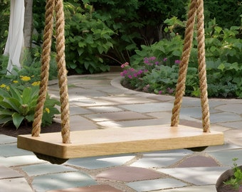 Tree Swings for Adults, Wooden/Wood Swings, Wooden Swing Chair, Wood Outdoor Swing, Wooden Rope Swing, Backyard Bench Swing, Great Gift