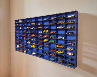 Blue Toy Car Storage For 100 Cars, Matchbox Car Storage, Wall Mounted Car Rack/Shelf, Matchbox Car Holder / Display Case