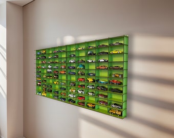 Green Toy Car Storage For 100 Cars, Matchbox Car Storage, Wall Mounted Car Rack/Shelf, Matchbox Car Holder / Display Case
