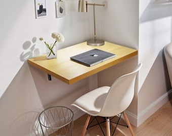 Wood Floating Desk, Folding Desk, Floating Corner Desk, Modern Floating Desk Wall mounted, Home Office Desk, Wall Hanging Table, Unique Gift