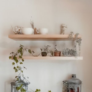Kitchen Floating Shelves Wall Mounted, Modern Floating Shelf with Black Metal Brackets, Farmhouse Shelf, Bathroom Shelf, Gift for Her