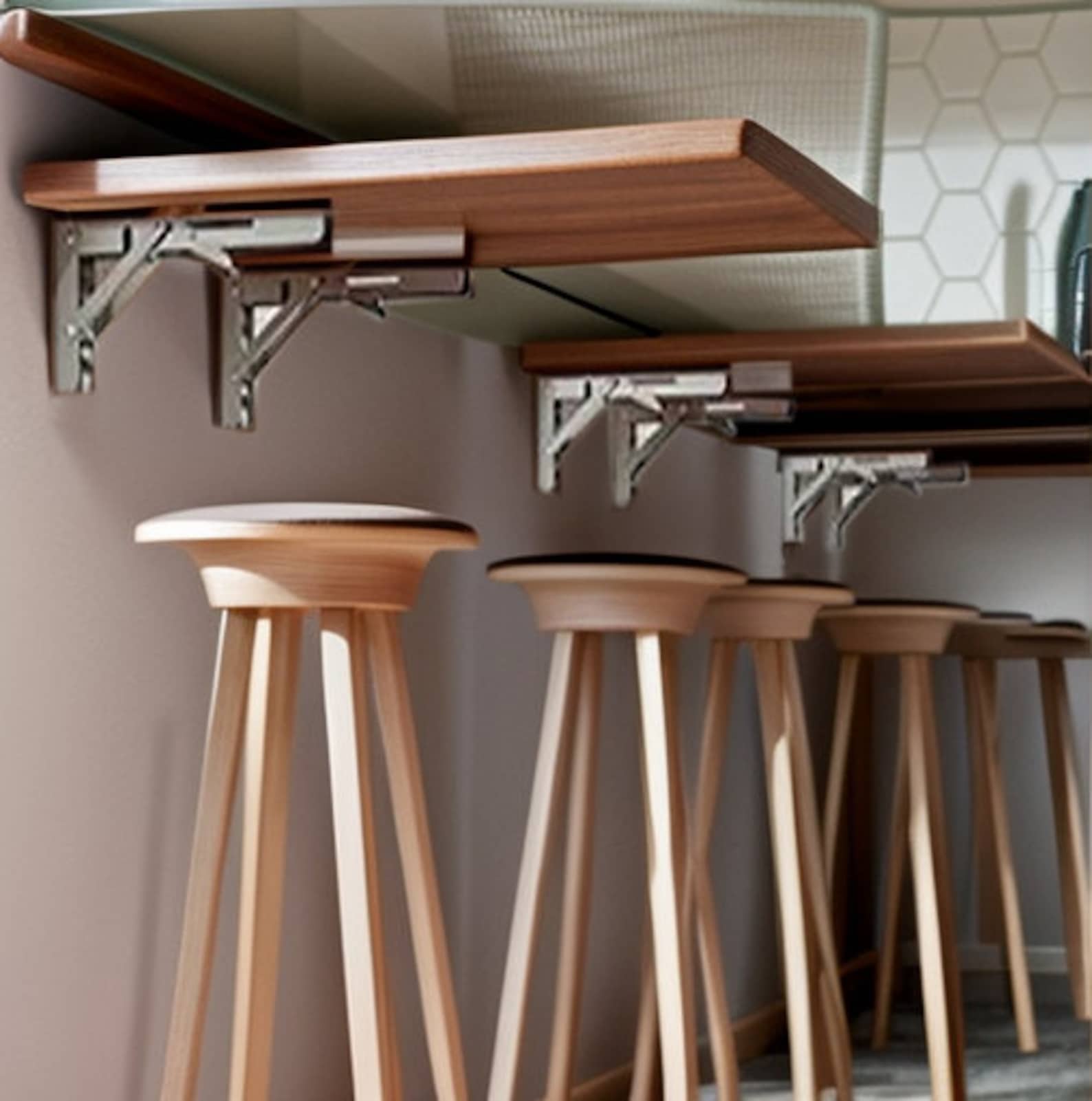 Wood Floating Desk, Folding Desk, Floating Corner Desk, Modern Floating