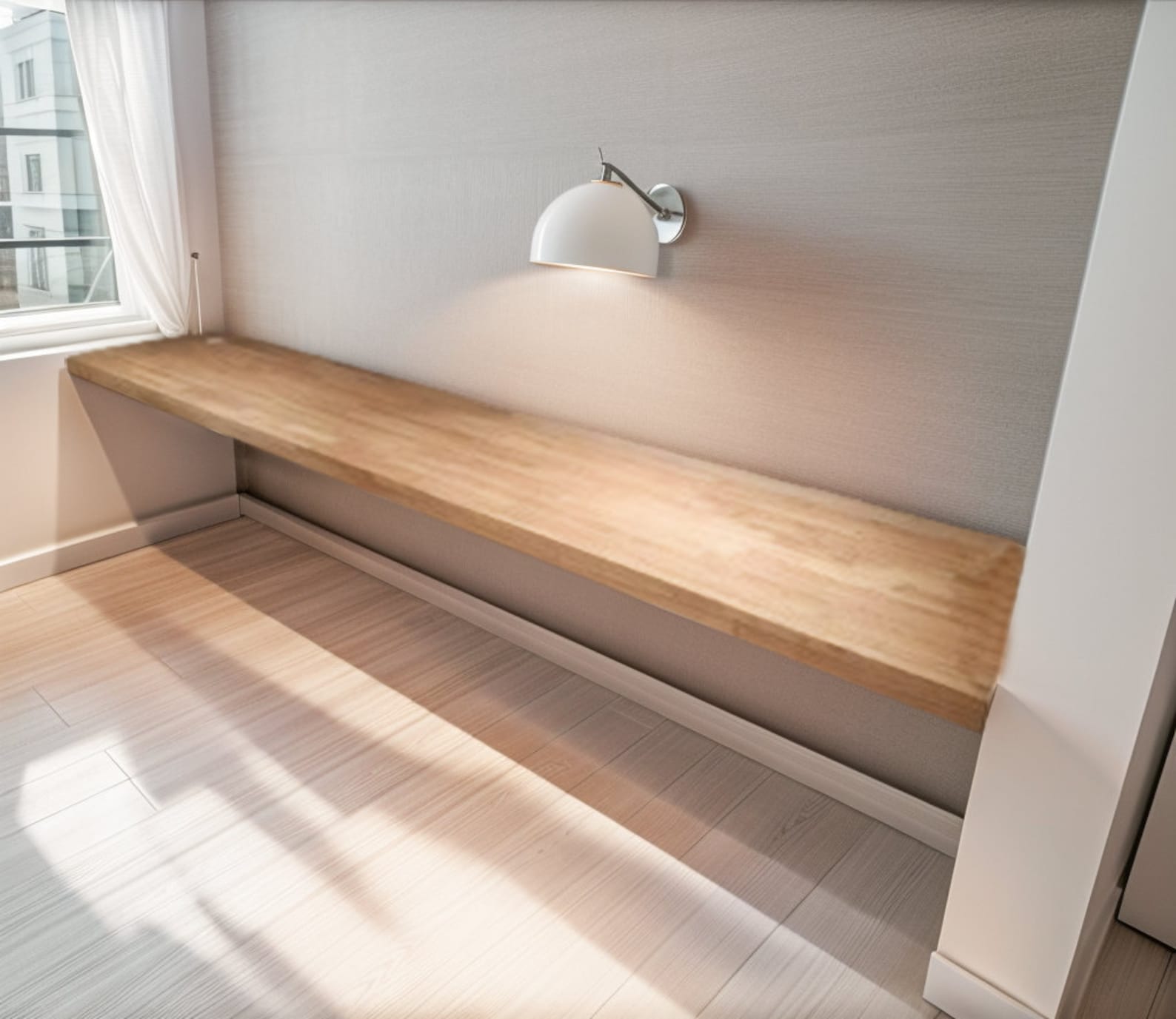 Wood Floating Desk, Folding Desk, Floating Corner Desk, Modern Floating