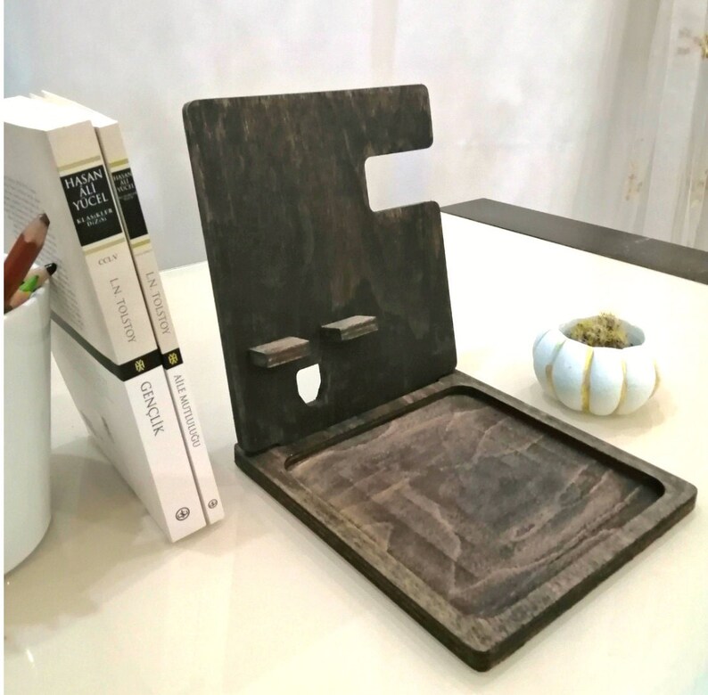 Personalized Wooden Docking Station Desk Organizer Charging Etsy