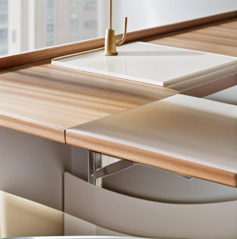 Wood Floating Desk, Folding Desk, Floating Corner Desk, Modern Floating