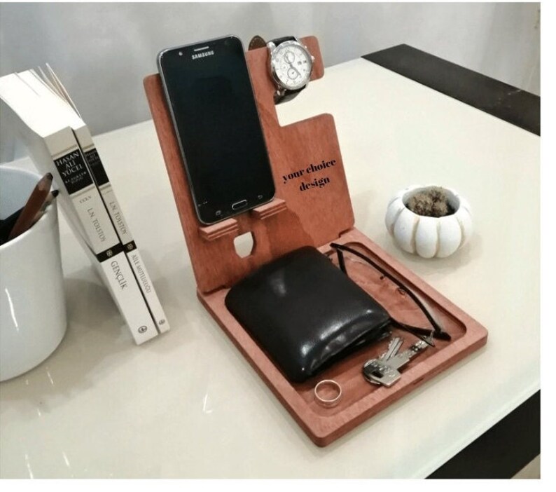 Personalized Wooden Docking Station Desk Organizer Charging Etsy