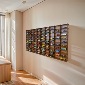 Walnut Toy Car Storage For 100 Cars, Matchbox Car Storage, Wall Mounted Car Rack/Shelf, Matchbox Car Holder / Display Case Organizer for car
