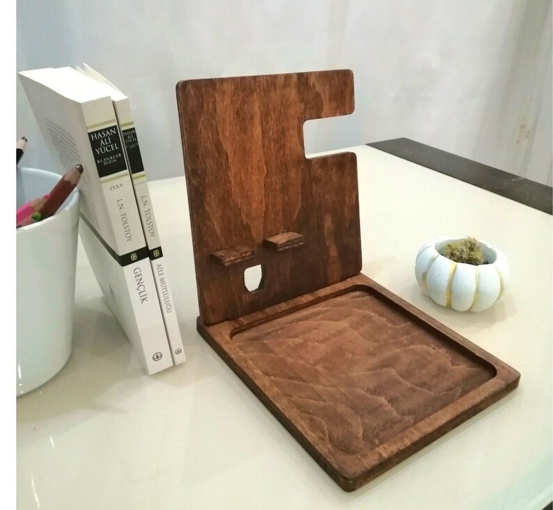 Personalized Wooden Docking Station Desk Organizer Charging Etsy