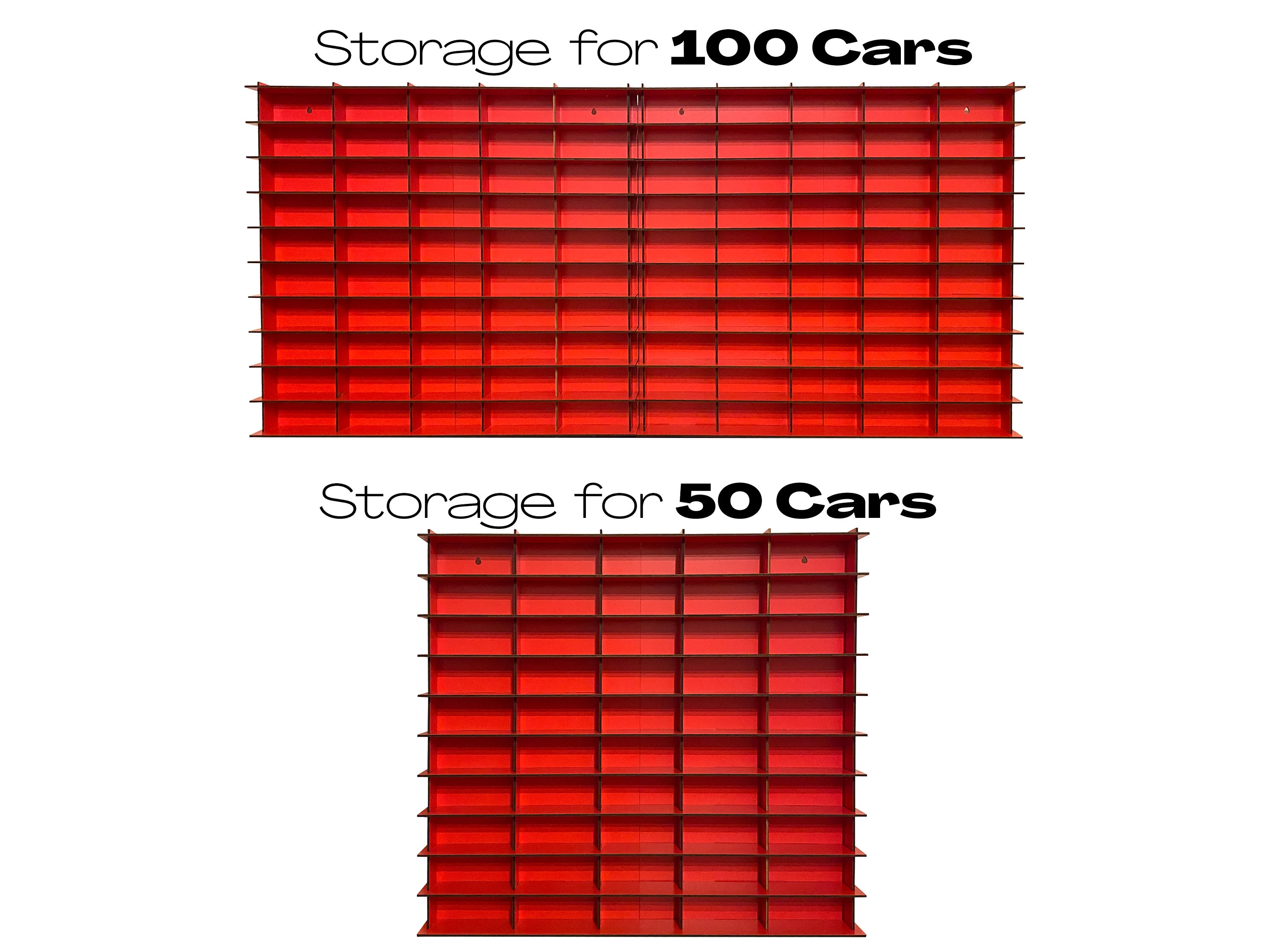 Red Toy Car Storage for 100 Cars, Matchbox Car Storage, Wall Mounted ...
