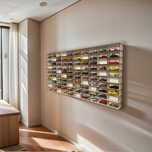 White Toy Car Storage For 100 Cars, Matchbox Car Storage, Wall Mounted Car Rack/Shelf, Matchbox Car Holder / Display Case