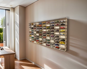 White Toy Car Storage For 100 Cars, Matchbox Car Storage, Wall Mounted Car Rack/Shelf, Matchbox Car Holder / Display Case