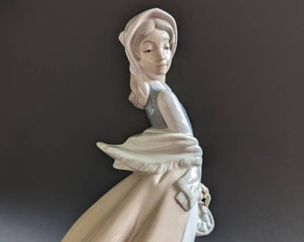 Vintage NAO by Lladro Girl with basket of fruit Figurine. Porcelain. Collectable. Made in Spain.