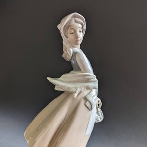 Vintage NAO by Lladro Girl with basket of fruit Figurine. Porcelain. Collectable. Made in Spain.