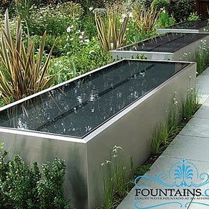 Stainless Reflection Pool Fountain - Modern Outdoor/Indoor Water Feature for Serene Garden Ambiance
