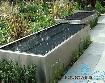 Stainless Steel Reflection Pool Fountain – Modern Architectural Indoor Outdoor Water Feature