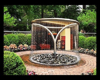 Artistic Rain Shower Fountain - Modern Outdoor Water Feature for Gardens & Patios