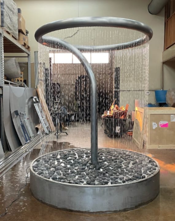 Fountains ART MARJU DUCHAIN Loop Ashなど Garden Abstract Corten Steel Water Fountain Sculpture DZJ-7