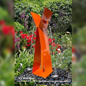 Stainless Steel Zen Style Cascading Water Fountain for Garden. 36&quot; High Zen X3 Water Feature for Patio. Modern Contemporary Style.