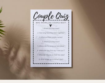Couple Quiz Wedding Shower Game