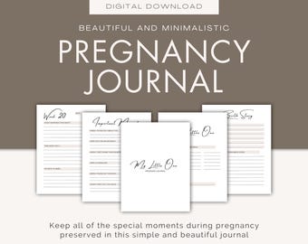 Beautifully Minimalistic &quot;My Little One&quot; Pregnancy Journal Baby Book - Gender Neutral - Simple Prompts - Customizable Pages - Weeks 5 to 40