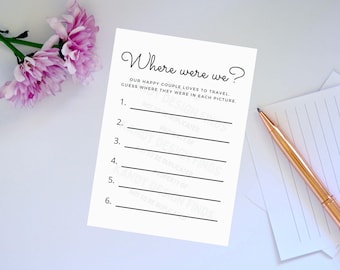 Where Were We Wedding Shower Game
