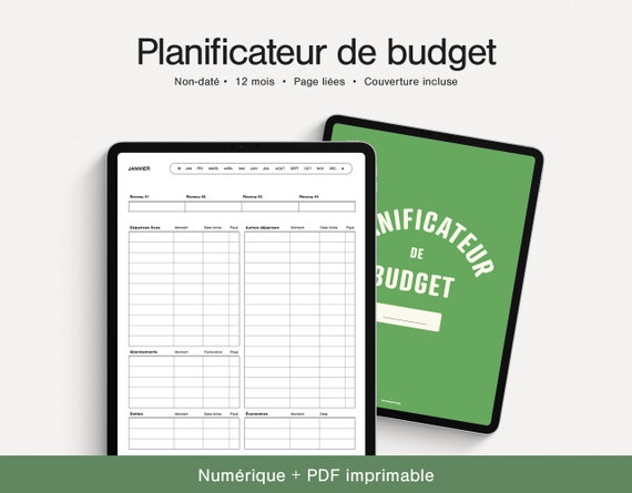 Planificateur de budget mensuel • Non-daté • Planificateur financier • Français