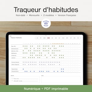 Traqueur d&#39;habitudes mensuel | Planificateur en français | Goodnotes, iPad