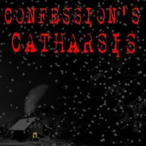 May include: A snowy night scene with a small wooden cabin in the background. A person stands in the foreground, silhouetted against the falling snow. The text "CONFESSIONS CATHARSIS" is written in red letters at the top of the image, and the author's name, "SEAN PARKER", is written in white letters at the bottom.