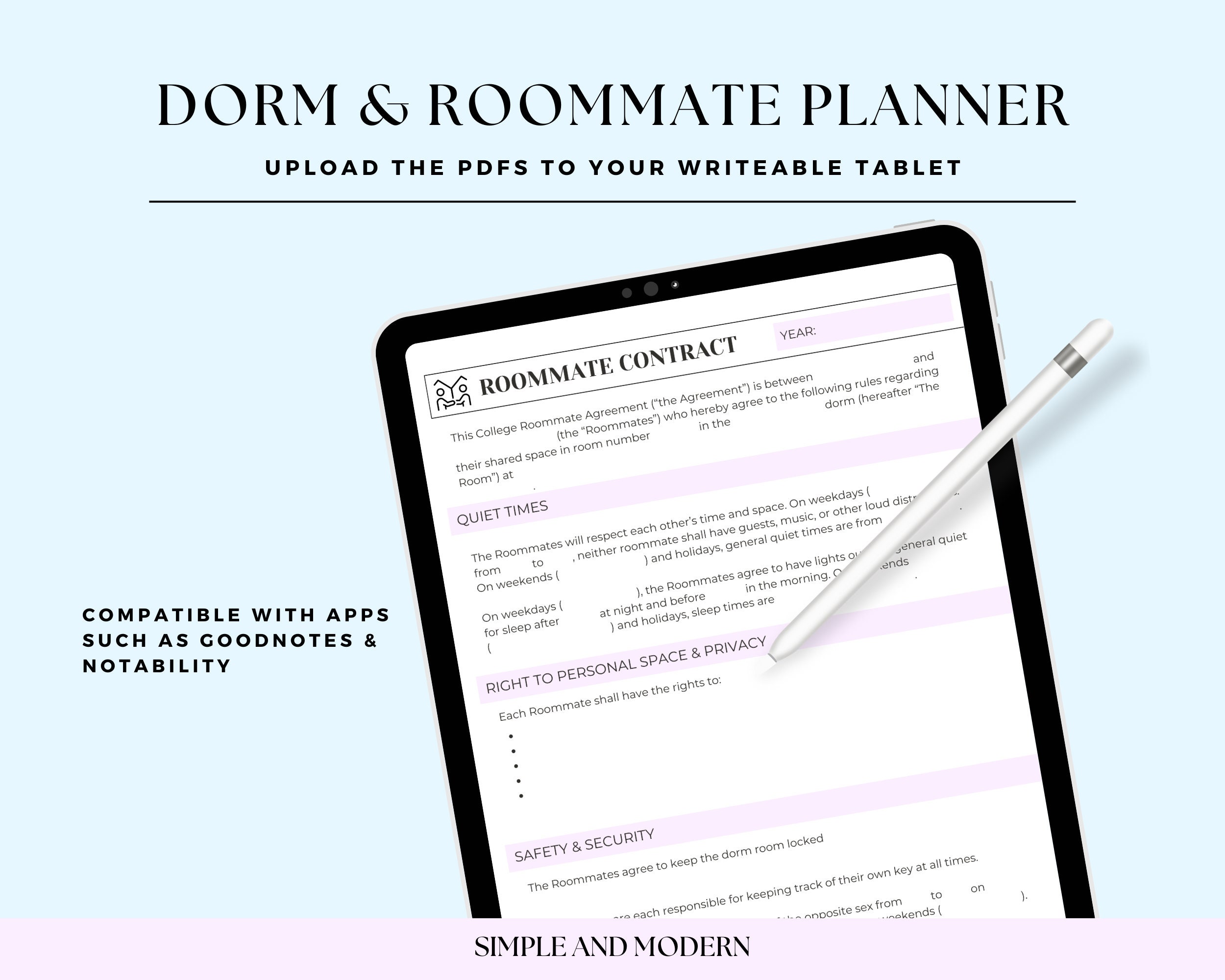 Editable College Dorm and Roommate Planning Bundle Packing List ...